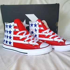 Kids Converse size 2 stars and stripes NIB NEW